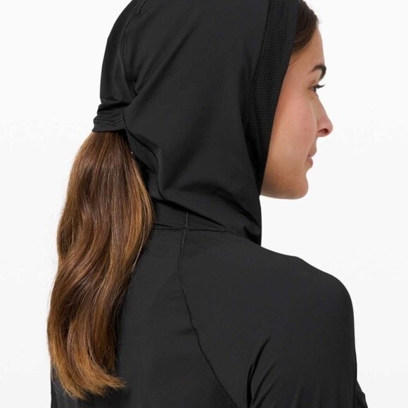 Lululemon Sleek Performance 1/2 Zip Hood Black 2 - Picture 4 of 11